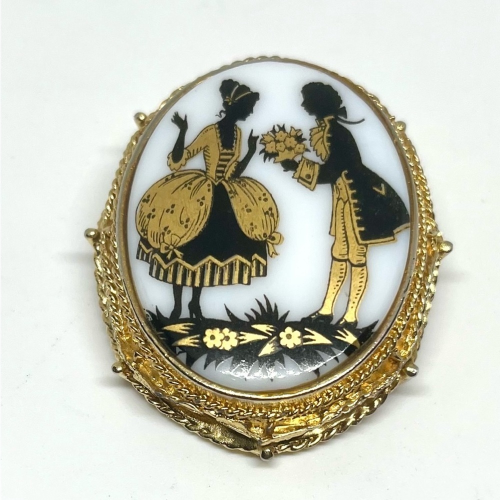 Vintage Courting Couple Silhouette Brooch
